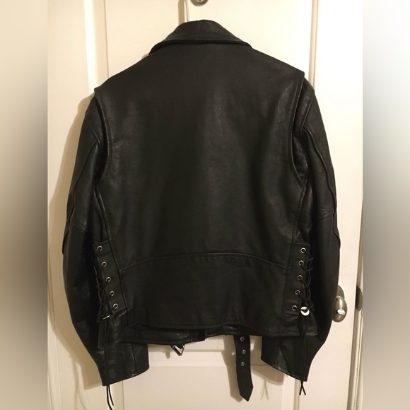 VINTAGE LEATHER JACKET STAR USA BIKER-STYLE - Picture 9 of 11